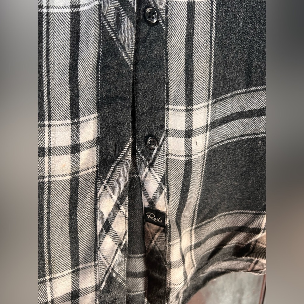 Rails Flannel Ellson Button Down Plaid Black Whit… - image 2